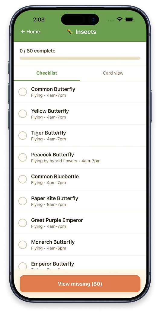 Insects list