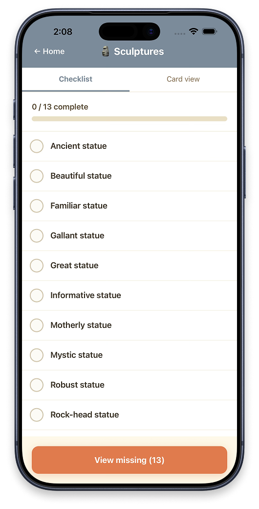 Sculptures list