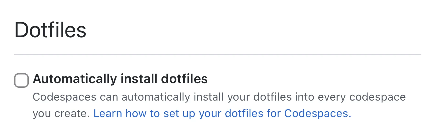 Dotfiles settings section