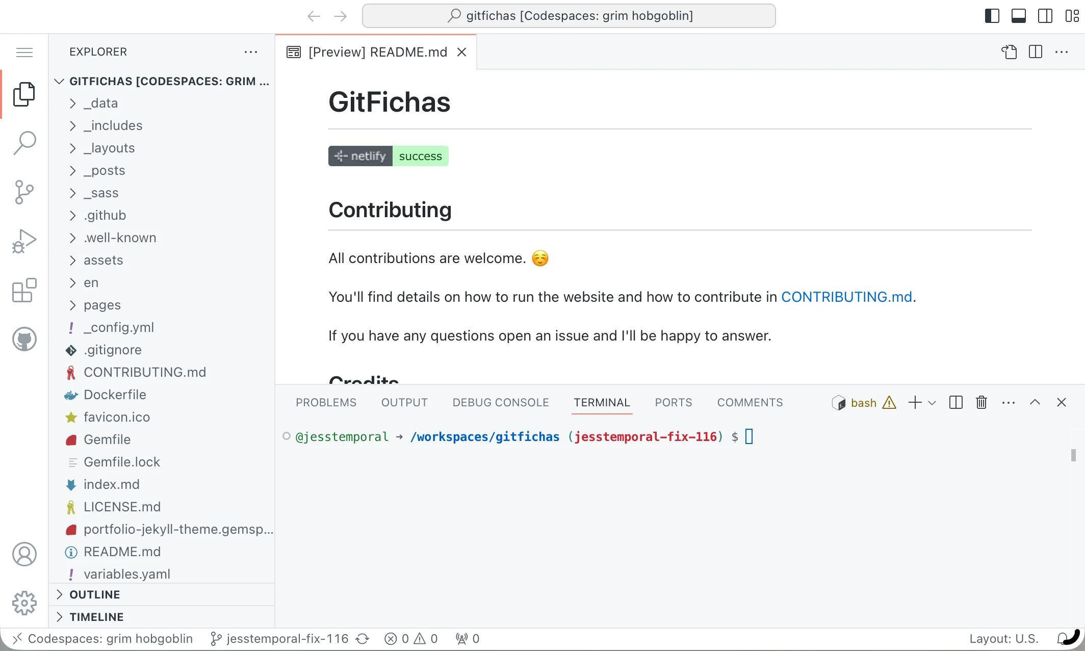 New github codespaces on gitfichas fork
