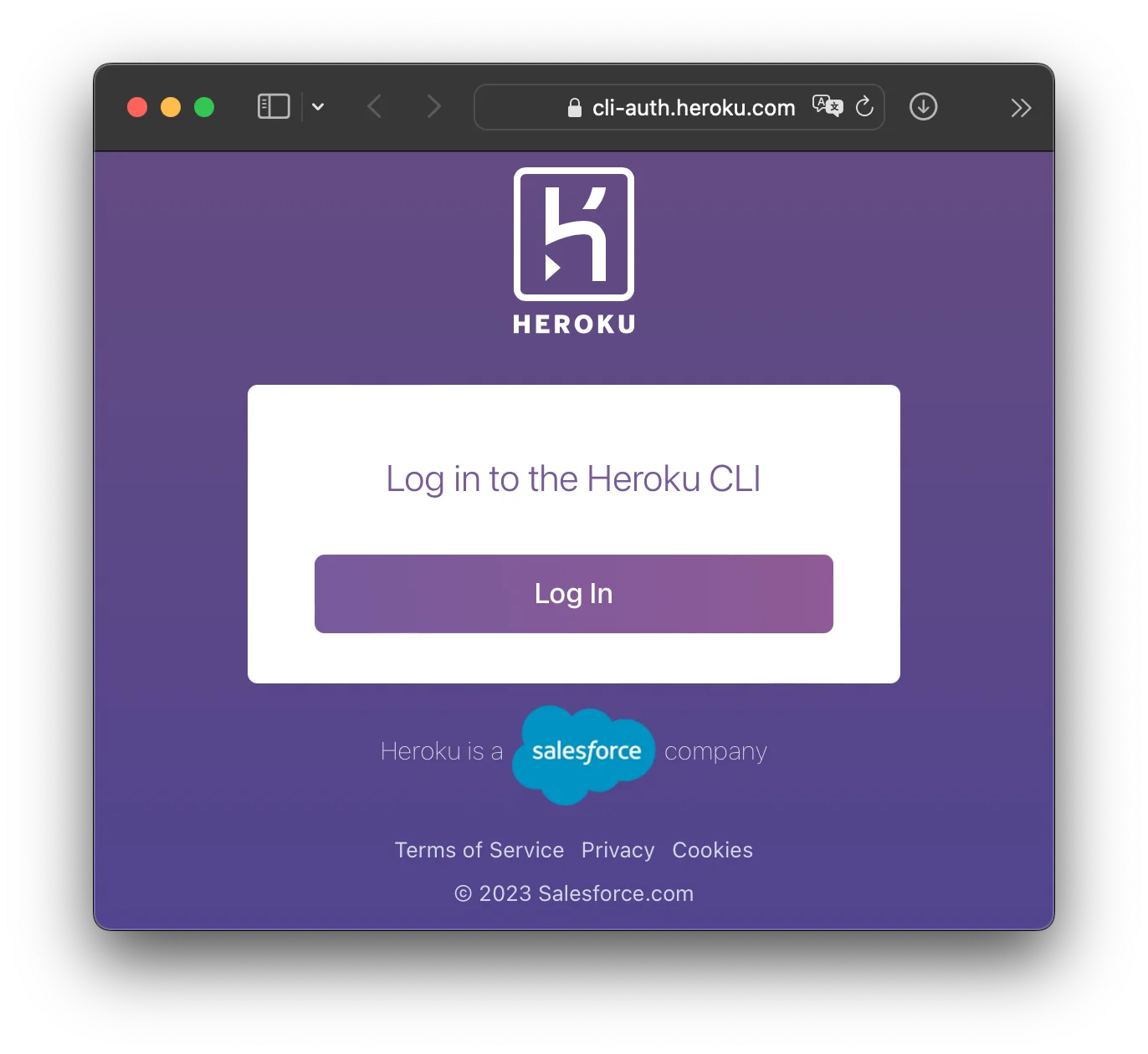heroku login page
