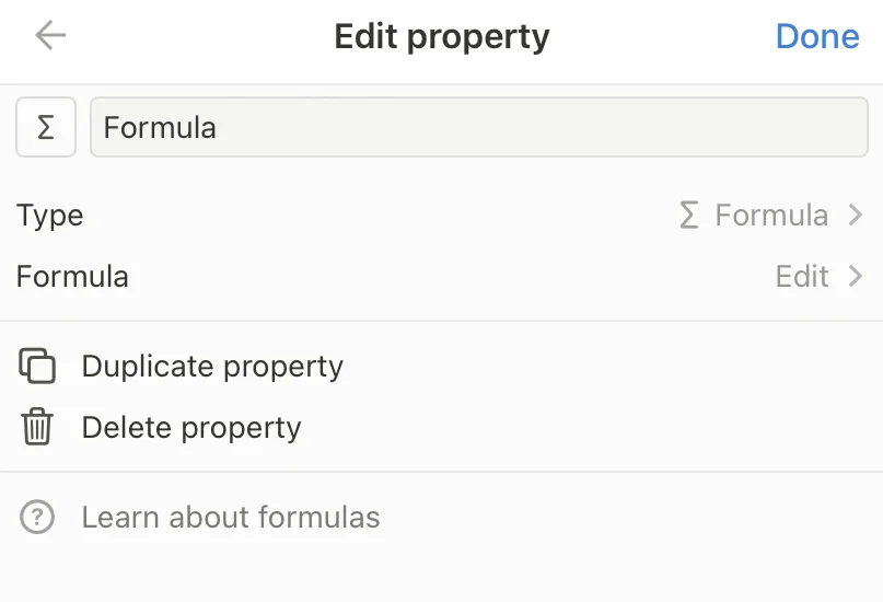 Image showing a property's edit menu