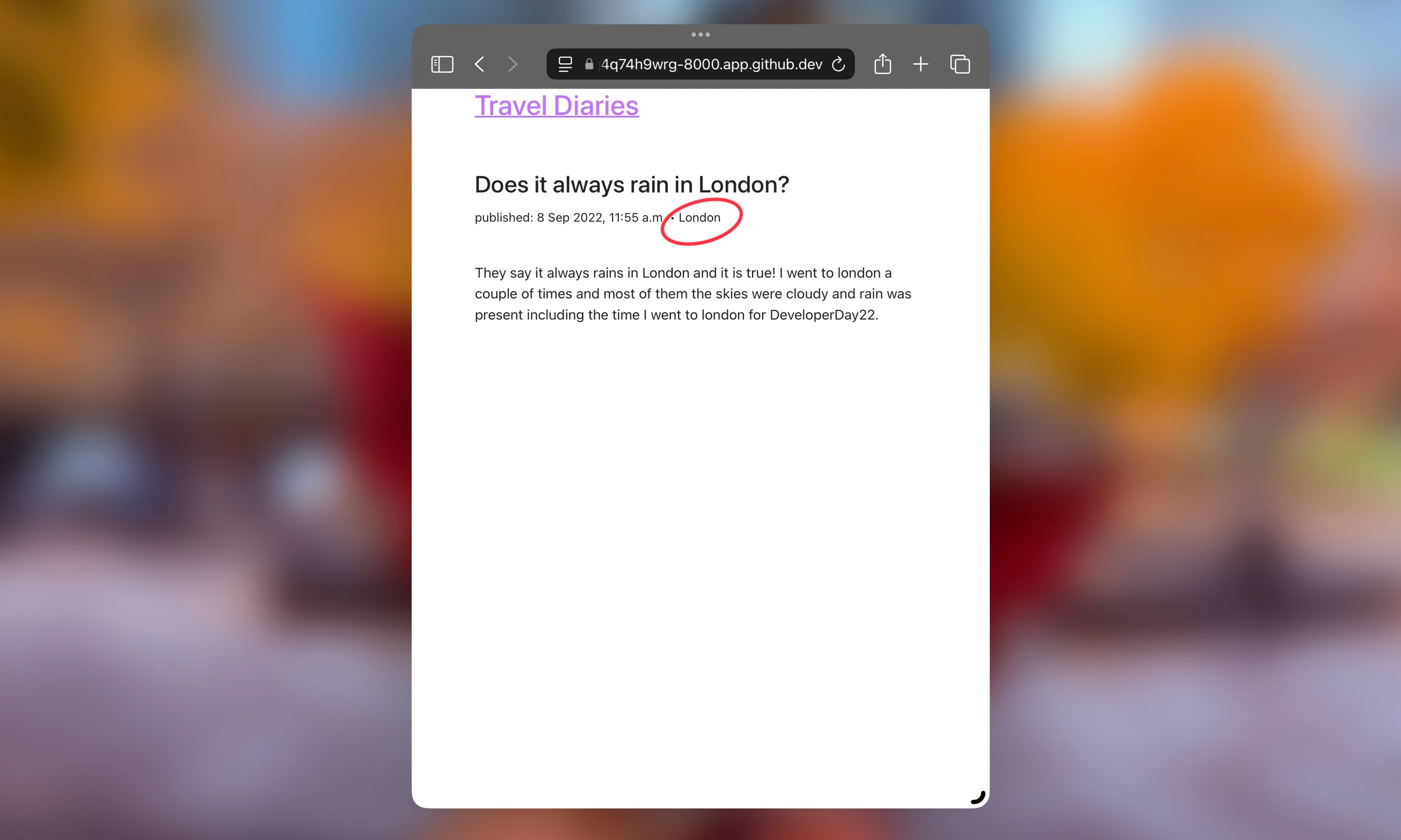 Image of a post now with the Location